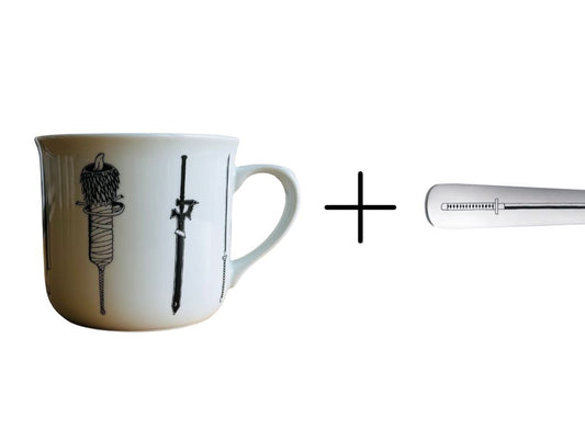 sada hrnek velký + lžička "Anime meče"