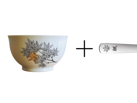 sada miska kulatá + lžička "Javory" se zlatou