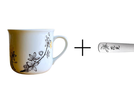 sada hrnek velký + lžička "Sakura" se zlatou