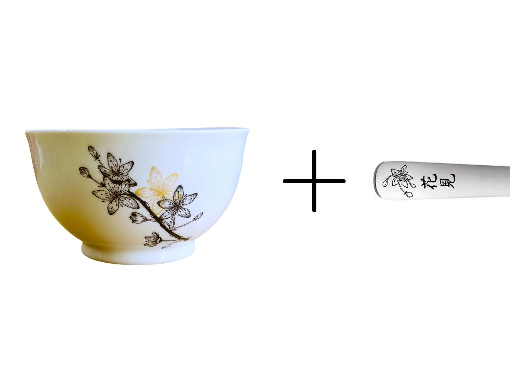 sada miska kulatá + lžička "Sakura" se zlatou