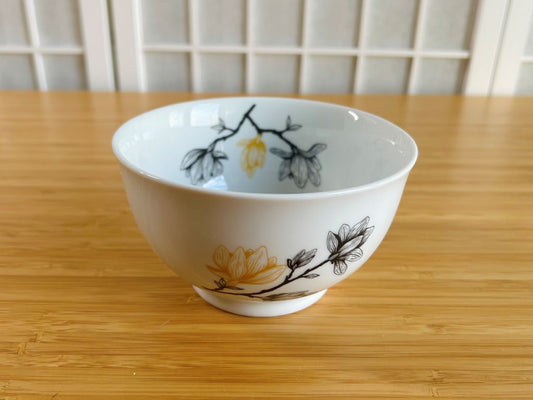 sada miska kulatá + lžička "Magnolie" se zlatou