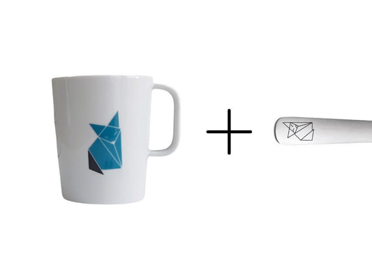 sada hrnek + lžička "Origami liška"