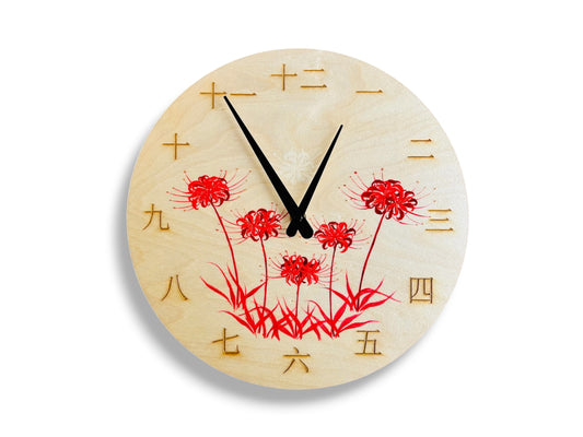 Luxusní dřevěné hodiny "Pavoučí lilie" 29 cm