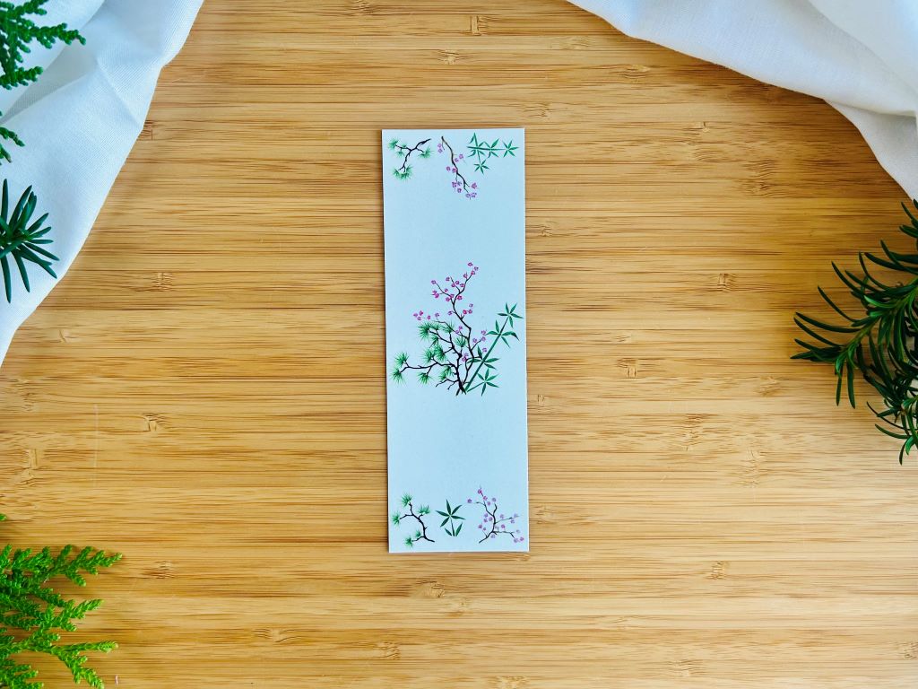 Záložka do knížky "Tři přátelé zimy" 15 x 5 cm