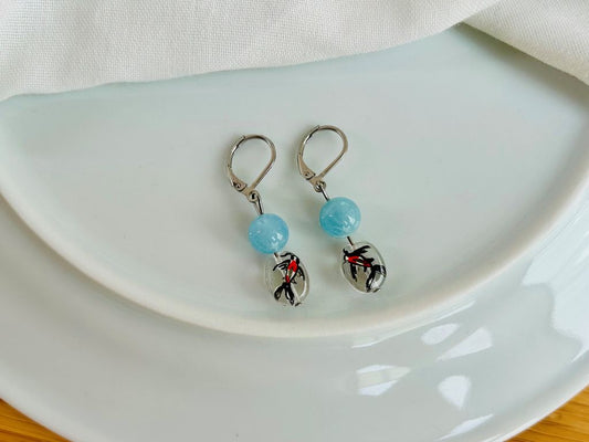 Skleněné náušnice "Koi kapříci" s akvamarínem