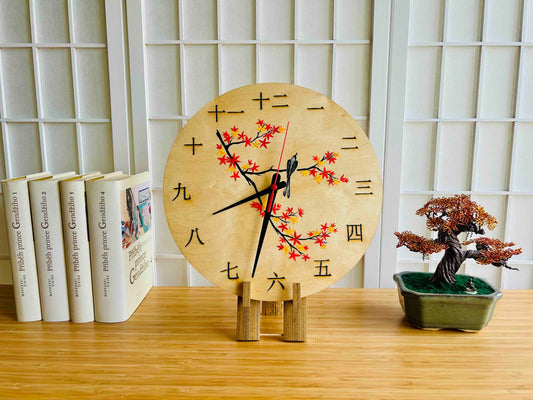 Luxusní dřevěné hodiny "Tři přátelé zimy" 29 cm