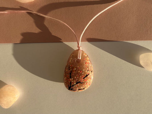 velký náhrdelník "Ráno pod sakurou" sluneční kámen