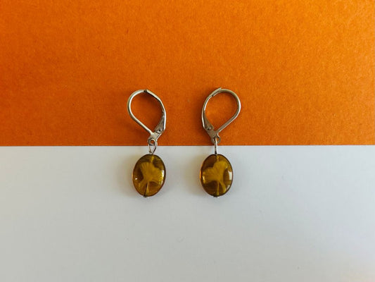 malé náušnice skleněné "Ginkgo listy"