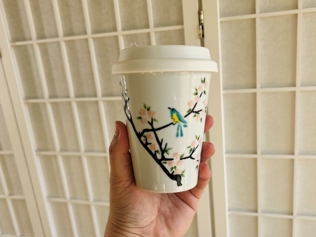hrnek To-Go "Ptáček na sakuře" 300 ml