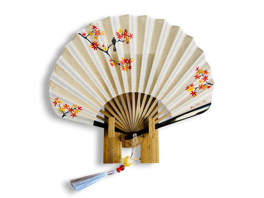 Luxusní skládací vějíř "Podzimní večer" ručně malovaný