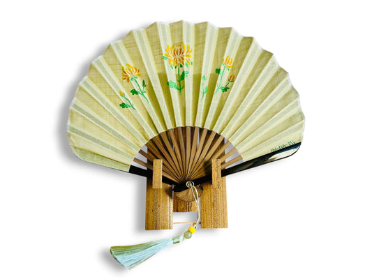 Luxusní skládací vějíř "Císařská chryzantéma" ručně malovaný
