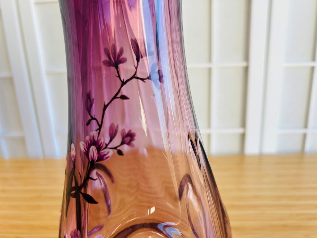 Vintage skleněná váza "Vůně jarního snu" výška 29 cm