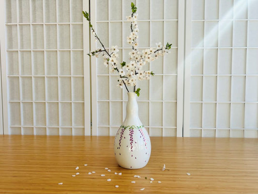 Vintage skleněná váza "Vistárie" výška 22 cm